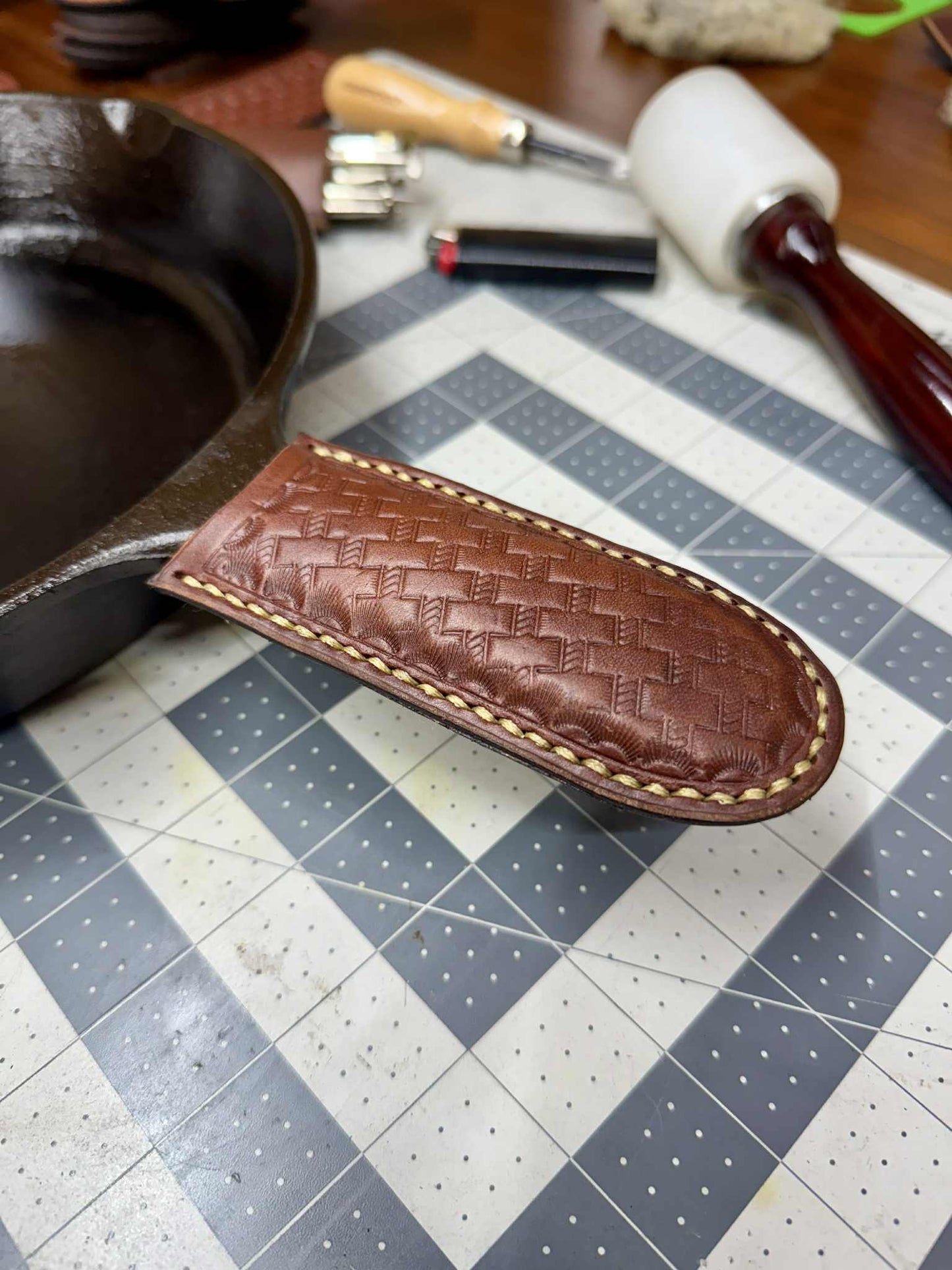 Cast Iron Handle Cover "Basket Weaved"