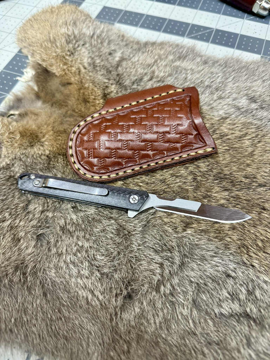 Knife Pancake Sheath 90 Degree "Basket Weave"