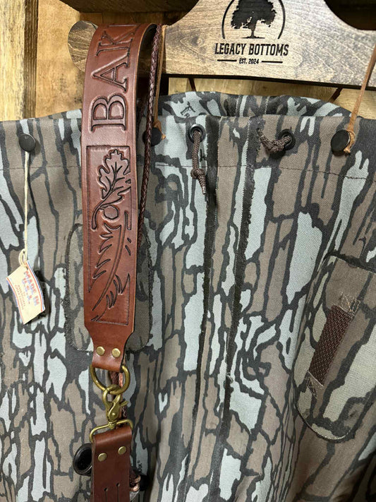 Hand tooled Duck Tote "Oak and Feather"