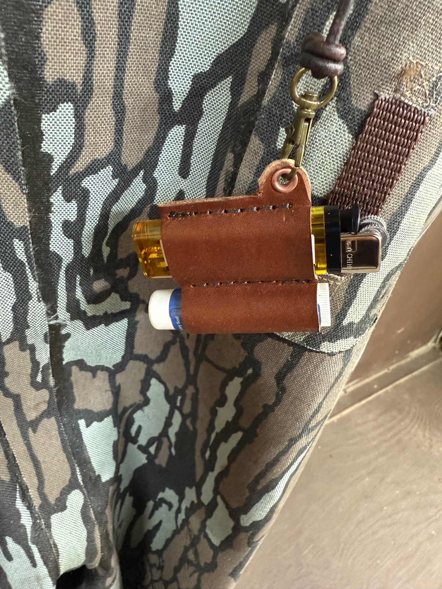Leather Chapstick and Lighter Holder